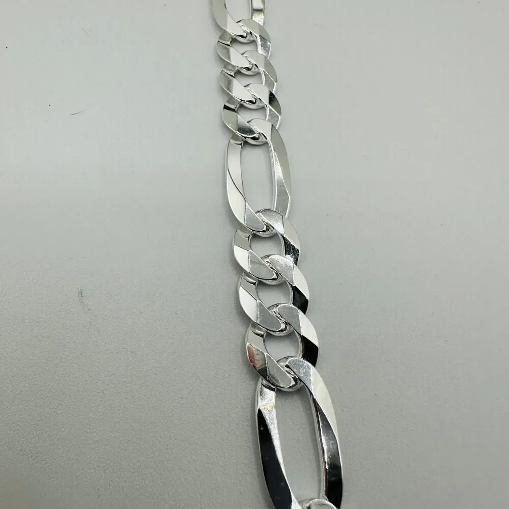 Solid Sterling Silver Flat Figaro 24